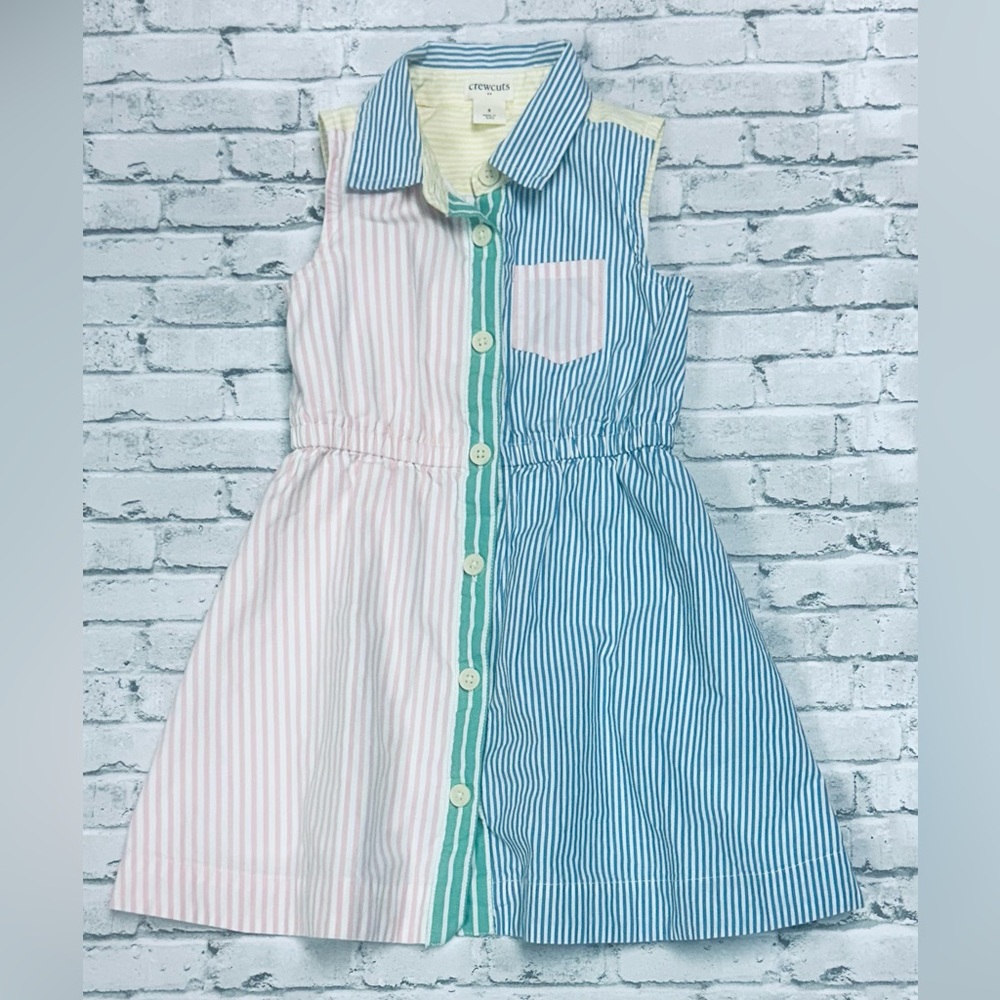 Janie and Jack Girls Patchwork Seersucker Dress Size 3 Colorblock Stripe Preppy